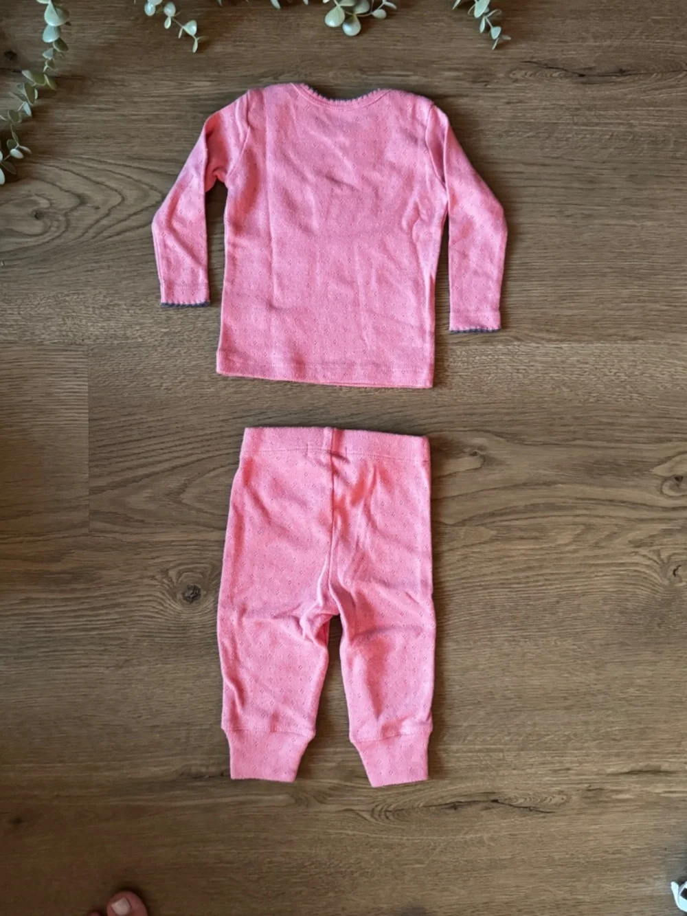 Baby Boden Pink Pointelle Pajama Set 3-6 Months 2 Piece Long Sleeve Cotton